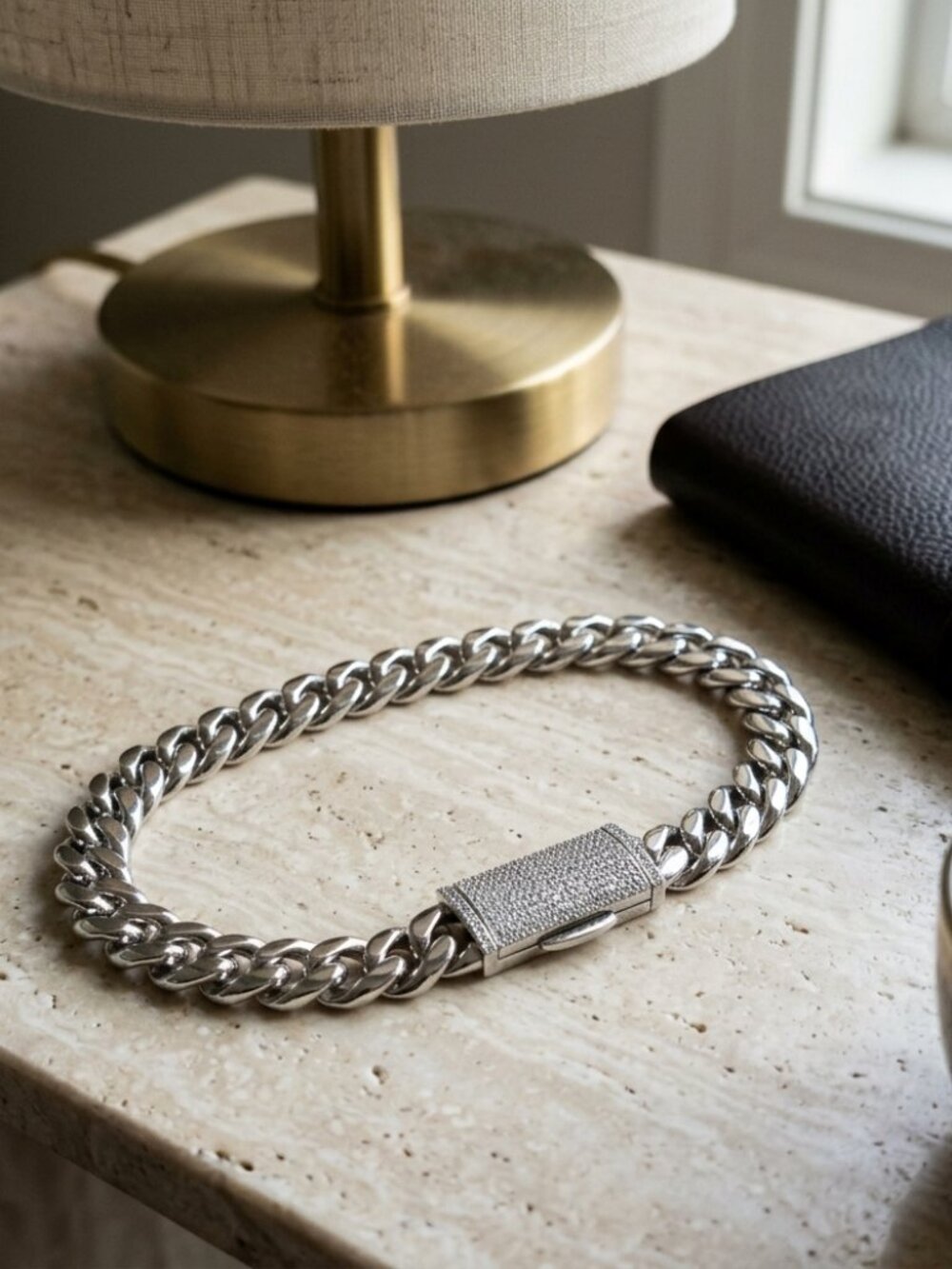 Mens 6mm Silver Moissanite Cuban Link Bracelet